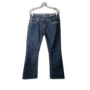 Miss Me Easy Boot Jeans Women's 26 30x29 Bootcut Flap Pocket Rhinestone JE5663EN